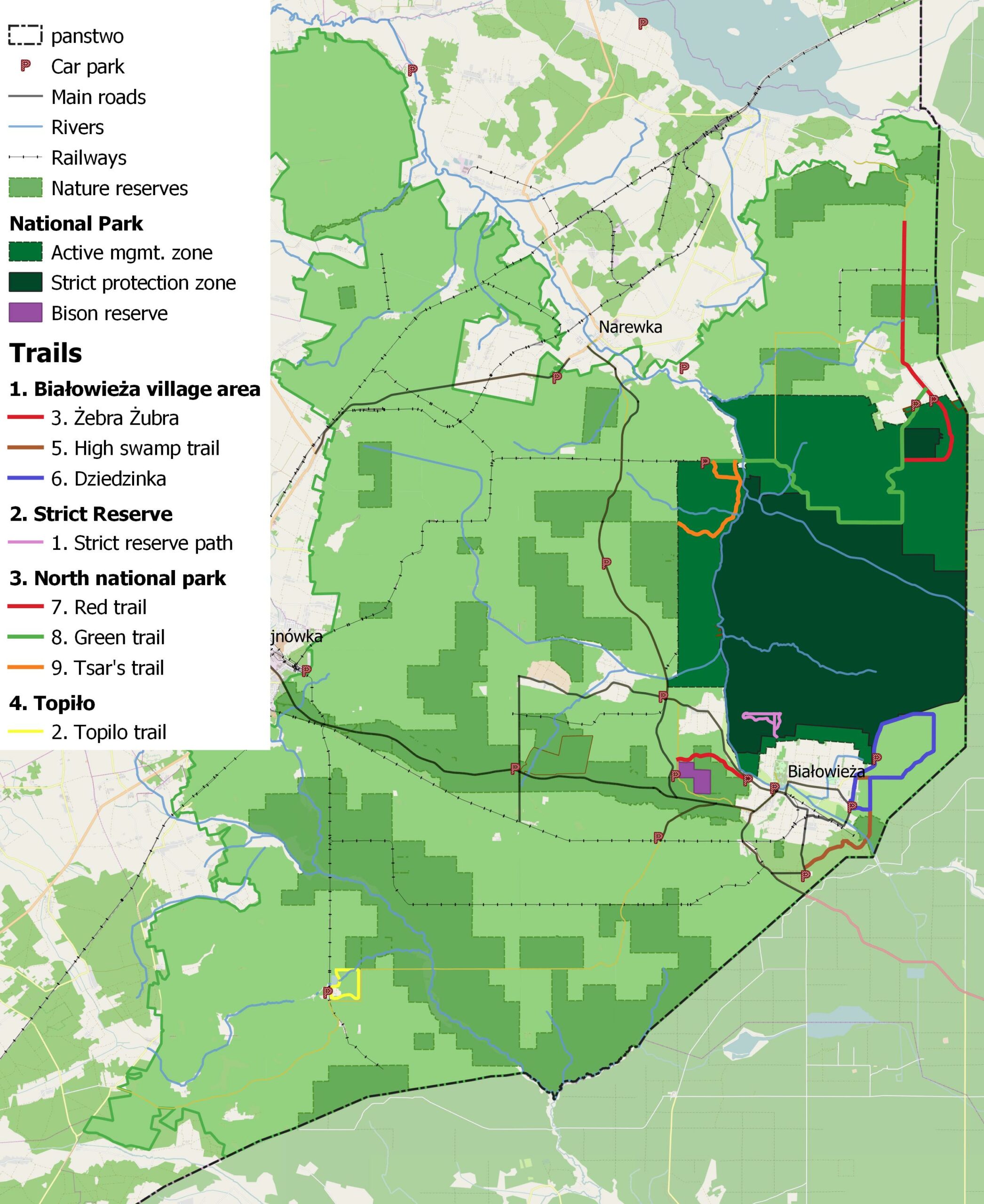 Tourist map of Białowieża Forest